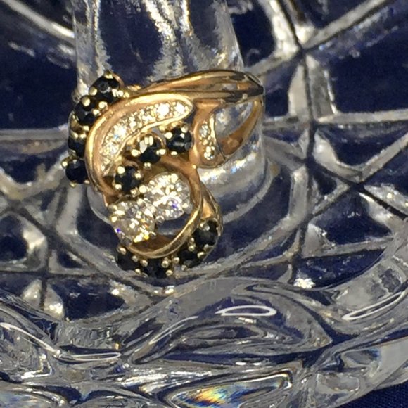 Custom Made Twin Diamond, 11 Sapphires accented with more Diamonds (RING)  7 - Picture 7 of 10